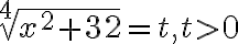 \sqrt[4]{x^{2}+32}=t, t>0