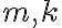 m, k