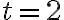 t=2